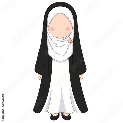 Fotografia lustration of an Iranian Shiite woman wearing a chador black while standing