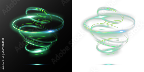Obraz na płótnie light green neon spiral PNG with glowing swirl motion and energy vortex abstract