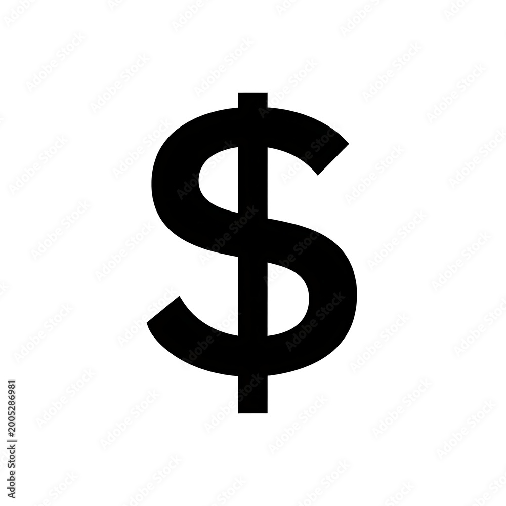 Fototapeta premium A large black dollar sign on a white background