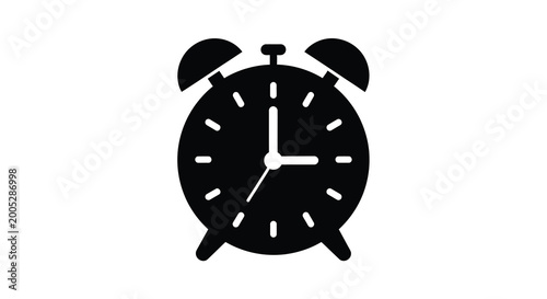 Canvas Print Alarm clock icon black silhouette of a vintage timepiece on a white background h