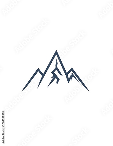 A minimalist blue mountain range on white