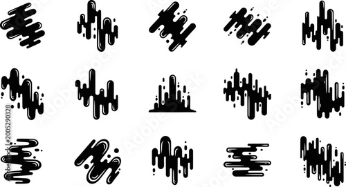 Set of black dripping paint shapes. graphic elements collection in eps format for your design.