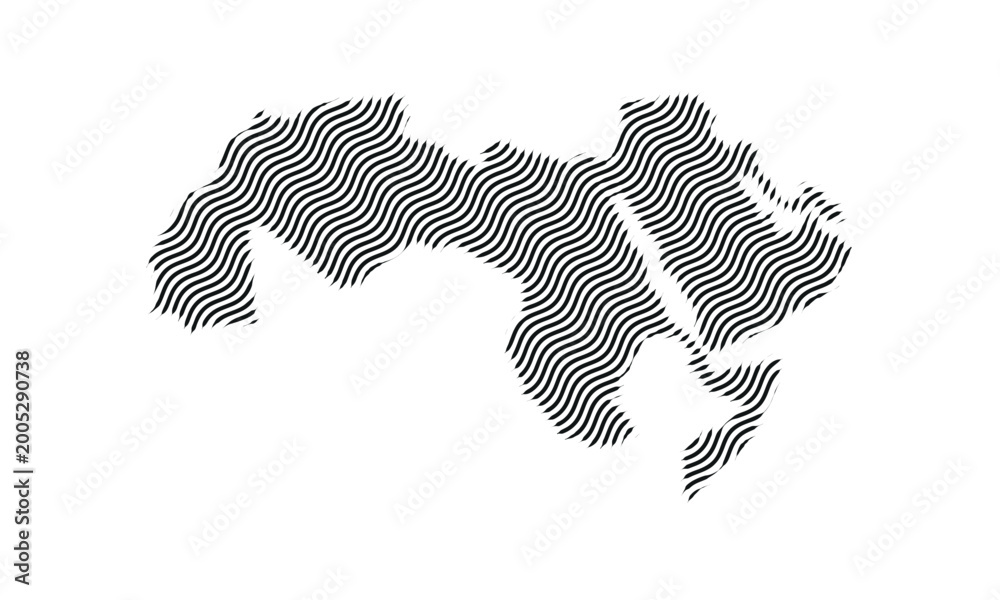 Obraz premium Arab World map silhouette with wavy line pattern abstract design