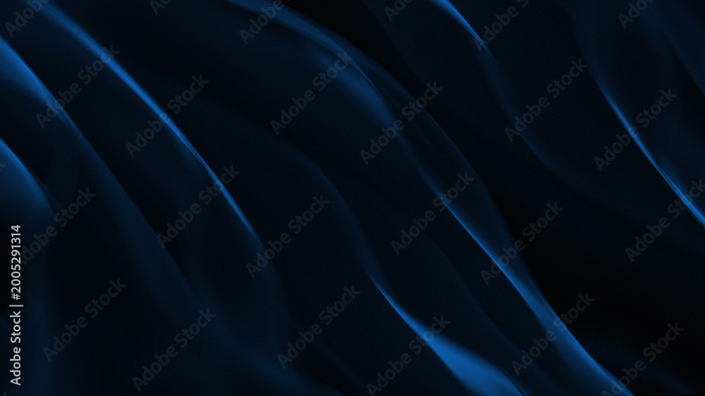 Obraz premium wavy line composition with dramatic lighting. Using a strong contrast between the shiny electric blue and the deep black background.