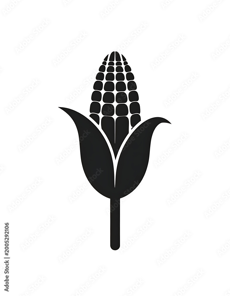 Fototapeta premium A black silhouette of an ear of corn
