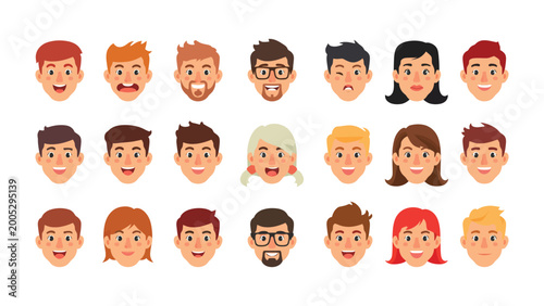 Bild auf Leinwand Diverse Human Faces: A collection of various animated faces