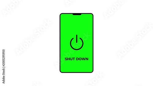 smart phone shut down icon with 4k video animation