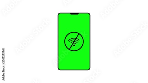 Wifi Signal with Cross Mark, No Connection loop Icon video animation