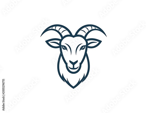 A minimalist line drawing of a goat's head (1)