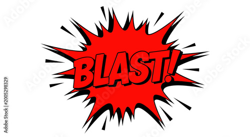 Tableau sur toile Comic Book Blast Explosion - Red Sound Effect Word