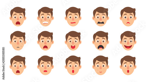 Schilderij op canvas Expressing Emotions: A comprehensive illustration showcasing various human expressions