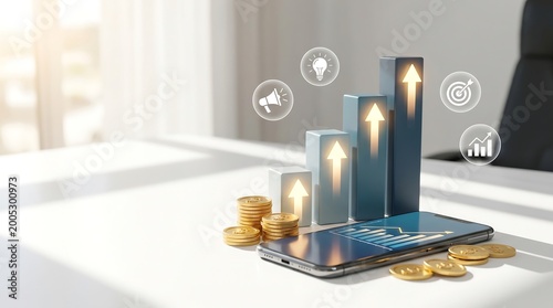Business growth and digital marketing success concept illustration