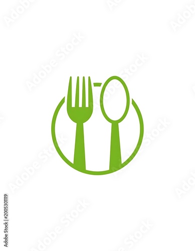Simple green utensil logo on white background