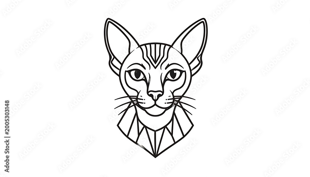 Obraz premium A minimalist line drawing of a cat's head (1)
