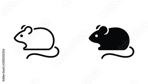 Quadro su tela Minimalist mouse icon set featuring a side profile silhouette of a rodent in bot