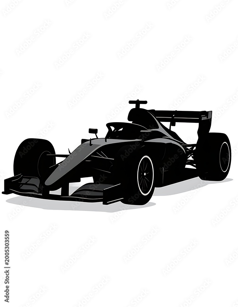 Fototapeta premium A sleek black race car on a plain white background