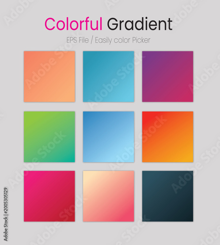 Colorful Gradient Background Set – Modern Soft Mesh Gradient Collection, Abstract Vibrant Color Squares, Editable EPS Vector Pack