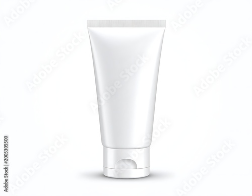 A white cosmetic tube standing upright on a plain white background
