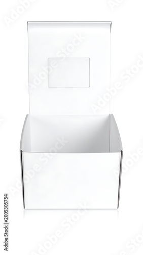 A white rectangular box with its lid open (1)