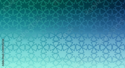 Calm Blue Green Gradient Subtle Islamic Geometric Star Pattern
