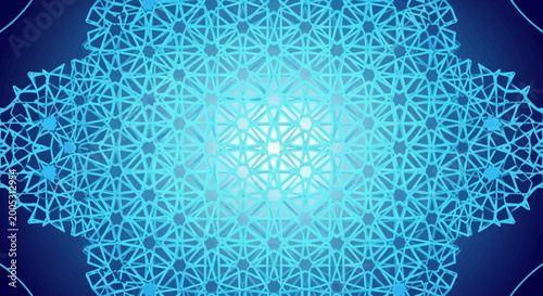 Radiant Blue Centralized Islamic Geometric Star Pattern Background