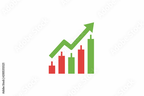 Free Download Stock Market Candlestick Chart with Rising Green Arrow - GFXLoad