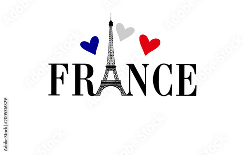 Photography France - creative logo. T shirt graphic. Concept of merch