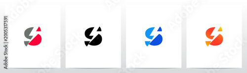Free Download Thunder Bolt Lightning Cut Slice Letter Initial Logo Design S - GFXLoad