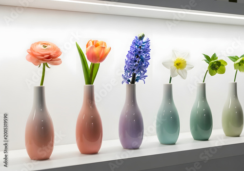 Elegant Flower Vases Displaying Colorful Floral Arrangements in Modern Decor