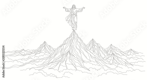 Obraz na płótnie Christ statue on mountain peak sculpture.