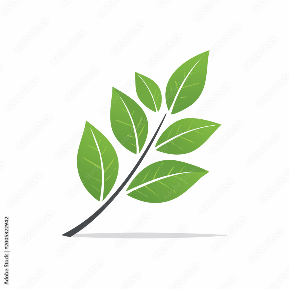 Fototapeta premium Green Leafy Branch Icon