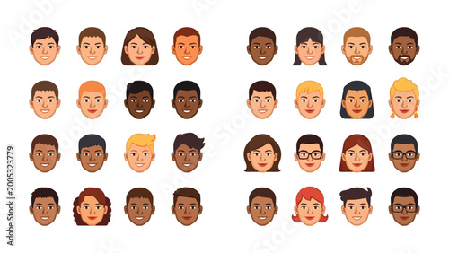 Fotografía Diverse Portraits: A vibrant collection of faces, each one unique, showcasing the beauty of human diversity, unity, and representation