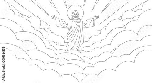 Bilde på lerret Jesus Christ standing on clouds heaven 4.