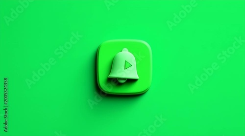 3D Rendered Bell Icon with Play Button, Notification Symbol, Alert, and Message Alert