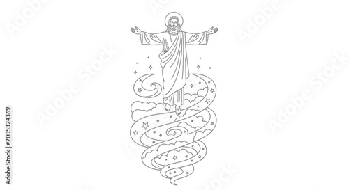 Obraz na płótnie Jesus Christ standing on clouds.