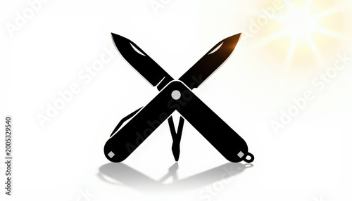 a multi-tool with two blades prominently displayed. This multi-tool showcases its functional design with blades intersecting in a dynamic way.