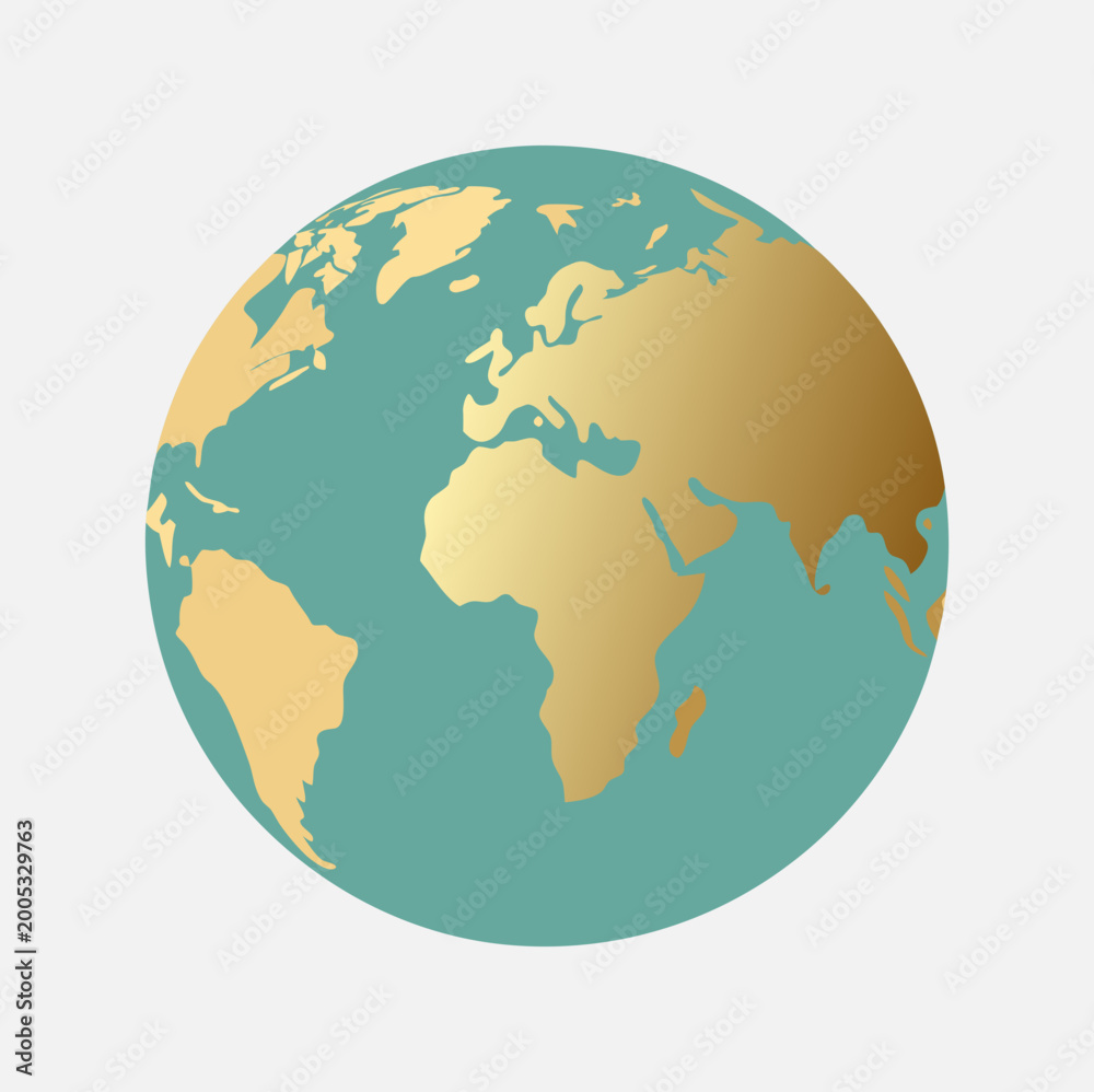 Fototapeta premium Earth Globe World Map Icon