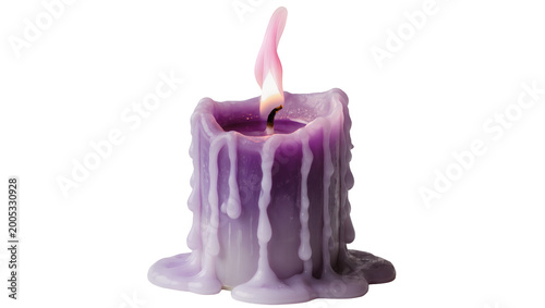 Canvas-taulu Melting Purple Drip Candle with Flickering Flame