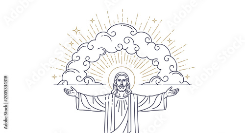 Tableau sur toile Jesus Christ with outstretched arms heaven 1.