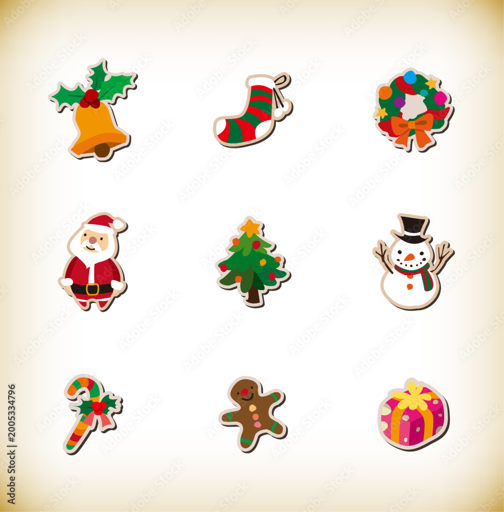 Fototapeta premium Cute Christmas Icon Set Collection for Holiday Design