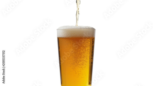 Photos Golden Beer Pouring into Glass with Frothy Foam Overflow