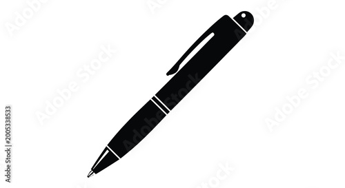 Quadro su tela black ballpoint pen silhouette on a white background office supply icon high qua