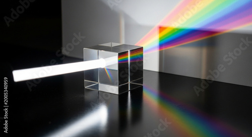 Принти на полотні Glass prism refracting white light into rainbow colors