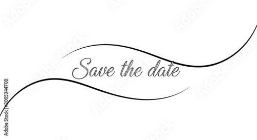 Konstfotografi Elegant Save the Date Calligraphy Text with Minimalist Wavy Lines