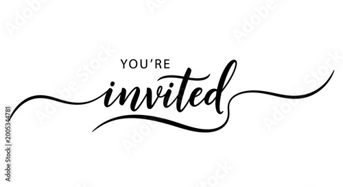 Cuadro en lienzo You're Invited Hand Drawn Brush Calligraphy Typography Design