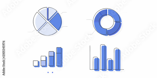 Quadro su tela hand drawn data charts pie chart and bar graph illustrations