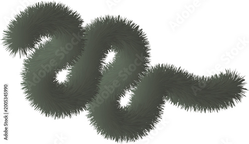 Canvastavla Fluffy black grey smooth hairy flowing line tabular for decoration