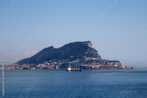 The Mediterranean Sea and the rock of Gibraltar seen from southwest.