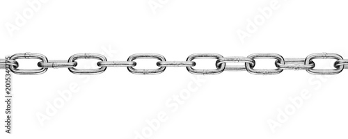 Metal chain template for your design. Content blocked. Metallic style. Industrial element. Wave-shaped metal chain. Concept of constraint, censorship, and prohibition. 3D render.