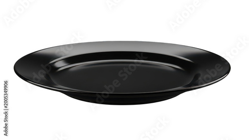 Black modern round plate designed for serving or dining purposes